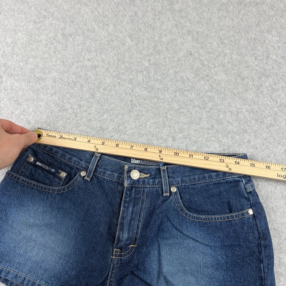 Blue Asphalt Shorts Womens 7 Dark Blue Denim‎ Low Rise Mini Y2K Beach Booty 2" - Picture 6 of 8